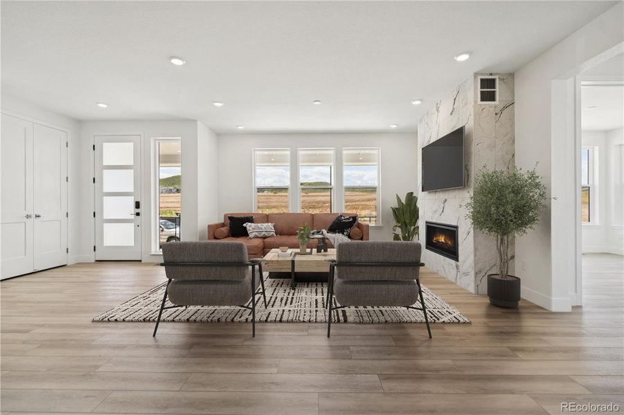 Furnished interior view inside a new home in Storytellers at Lyric, Lone Tree (Image 10).