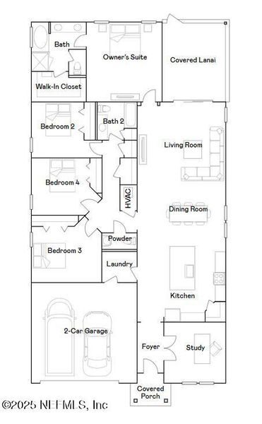 2D floor plan layout of this home in Silver Falls Single Family at SilverLeaf: Silver Falls 50s at SilverLeaf, St. Johns, FL (Image 3).