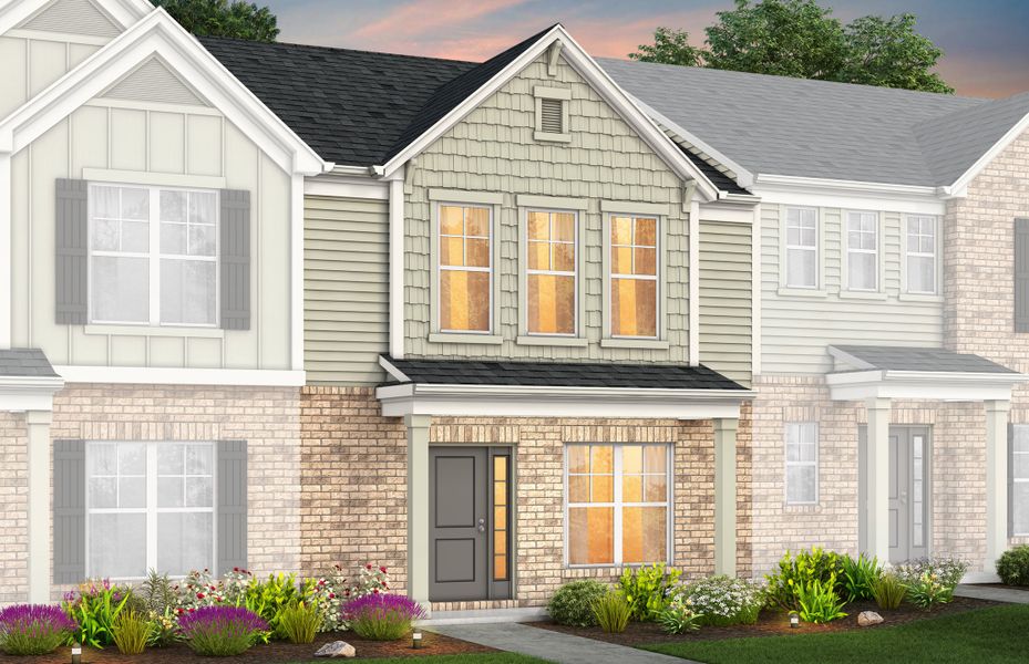 Front exterior of a new home in Riverstone, Monroe, NC, highlighting curb appeal (Image 25).