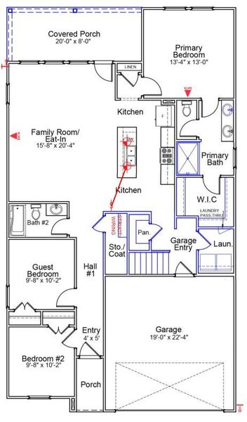 2D floor plan layout of this home in Six Oaks, Summerville, SC (Image 3).
