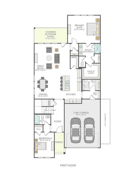 2D floor plan layout of this home in Lariat, Liberty Hill, TX (Image 5).