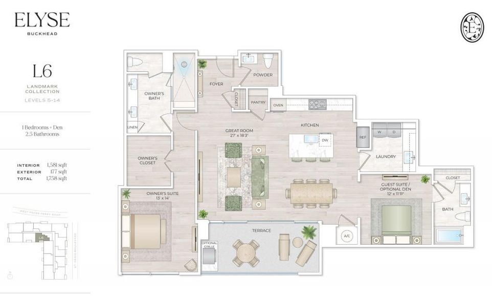 2D floor plan layout of this home in , Atlanta, GA (Image 3).