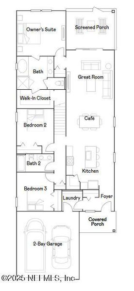 2D floor plan layout of this home in Granary Park: Granary Park 40s, Green Cove Springs, FL (Image 3).