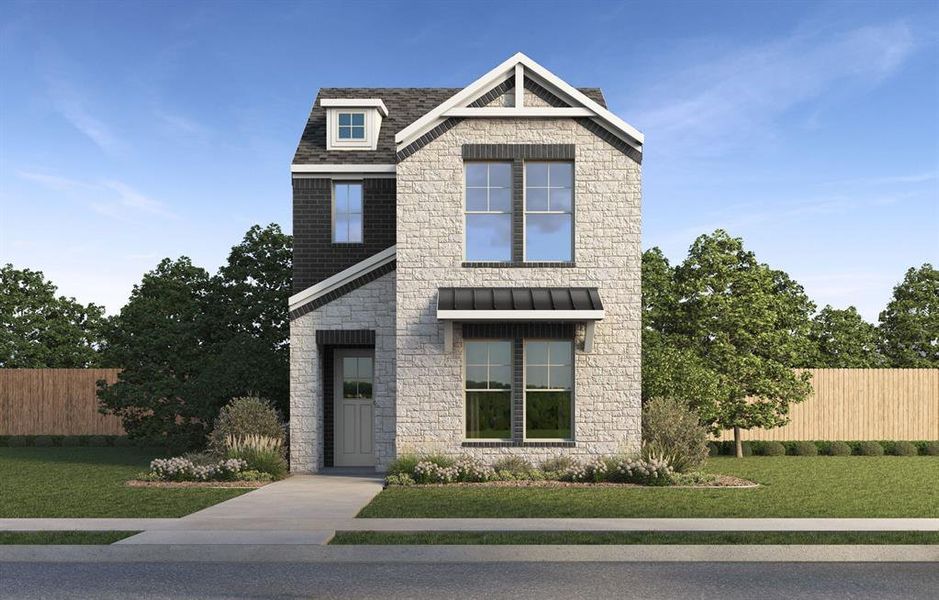 Front exterior of a new home in Waterbend, Euless, TX, highlighting curb appeal (Image 1). Front exterior of a new home in Waterbend, Euless, TX, highlighting curb appeal (Image 1).