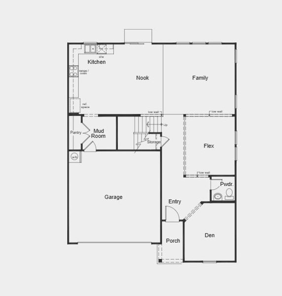 2D floor plan layout for the Plan 2723 by KB Home in Elyse Meadows, Lillington, NC (Image 3).