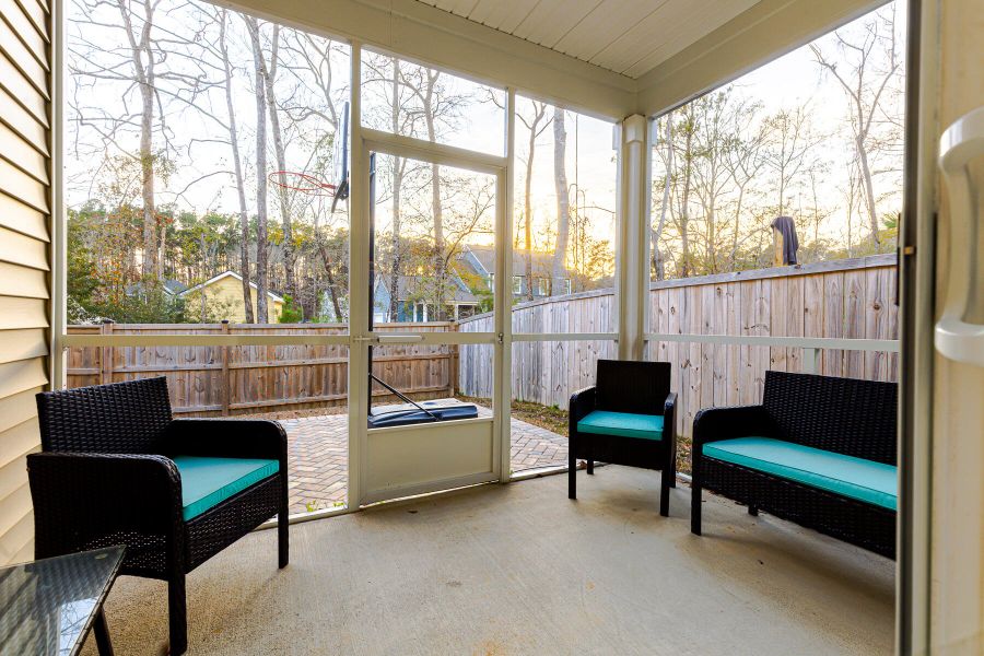 Exterior details and patio area of a home in Reserve at Mallard Crossing, Summerville (Image 3).
