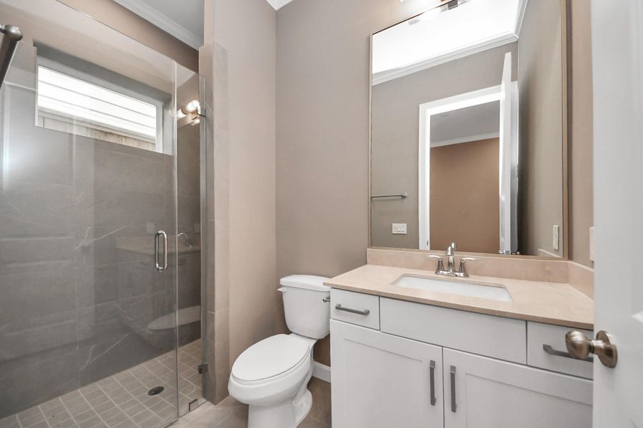Convenient powder bath located on the living level. Convenient powder bath located on the living level.