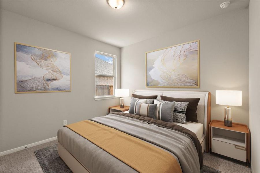 Your secondary bedroom features plush carpet, fresh paint, closet, and a large window that lets in plenty of natural lighting.