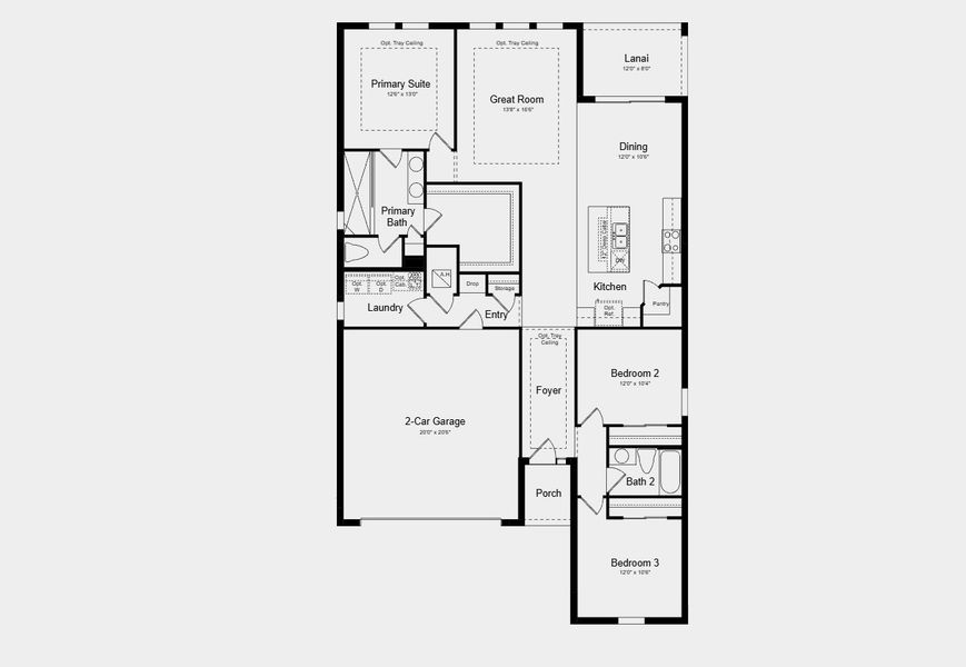 2D floor plan layout for the Atlantic by Taylor Morrison in Westview, Poinciana, FL (Image 3).