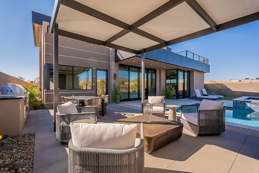Exterior details and patio area of a home in Village at Seven Desert Mountain, Scottsdale (Image 21).