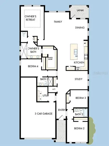2D floor plan layout of this home in Waterset Classic Series, Apollo Beach, FL (Image 5).