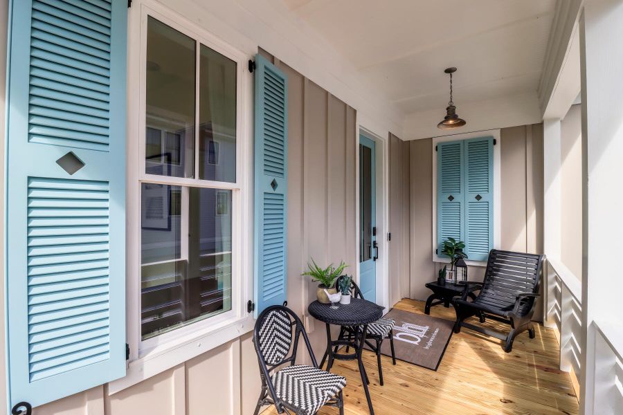Exterior details and patio area of a home in The Preserve at Pennys Creek, Johns Island (Image 27).