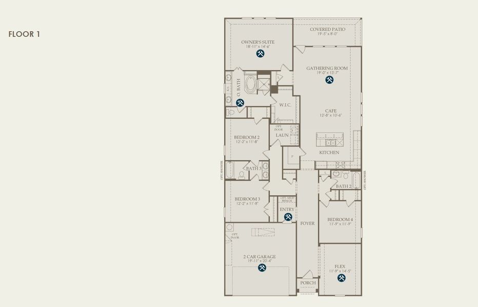 2D floor plan layout for the Doucette by Pulte Homes in Davis Ranch, San Antonio, TX (Image 3).