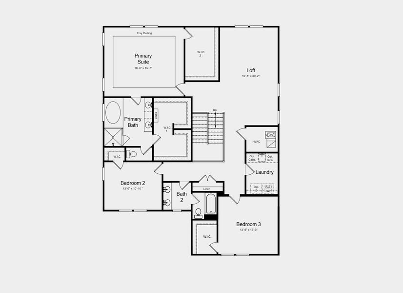 2D floor plan layout for the Provence by Taylor Morrison in Towson Village, Peachtree City, GA (Image 4).