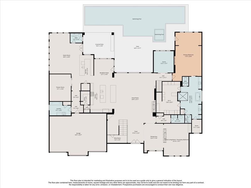 Thoughtfully designed first-floor layout featuring the luxurious primary suite, expansive living and extertaining spaces, gourmet kitchen, private study, utility room, and seamless access to the outdoor living areas and resort-style pool. Thoughtfully designed first-floor layout featuring the luxurious primary suite, expansive living and extertaining spaces, gourmet kitchen, private study, utility room, and seamless access to the outdoor living areas and resort-style pool.