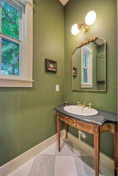 Stylish powder bath on the main floor.