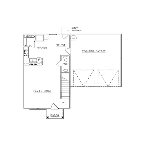 2D floor plan layout for the Winfield - Single Family Homes by Dream Finders Homes in The Villages at Harris Creek, West Point, GA (Image 4).