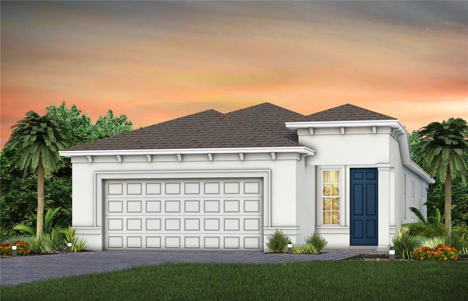 Front exterior of a new home in Del Webb Minneola, Minneola, FL, highlighting curb appeal (Image 1). Front exterior of a new home in Del Webb Minneola, Minneola, FL, highlighting curb appeal (Image 1).