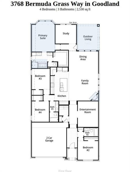 2D floor plan layout of this home in Goodland, Venus, TX (Image 4).
