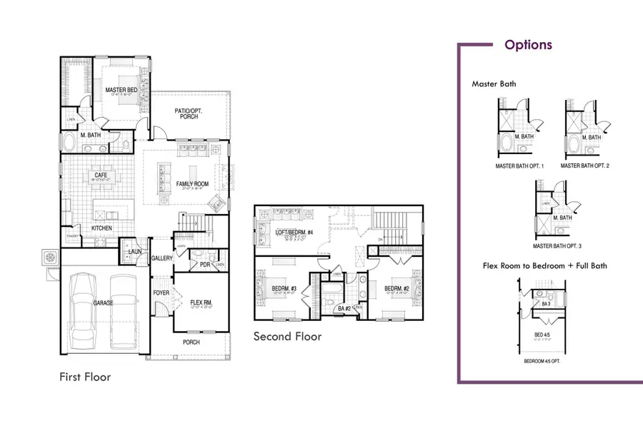 2D floor plan layout for the Harris by Hunter Quinn Homes in The Meadows at Midway, Anderson, SC (Image 3).