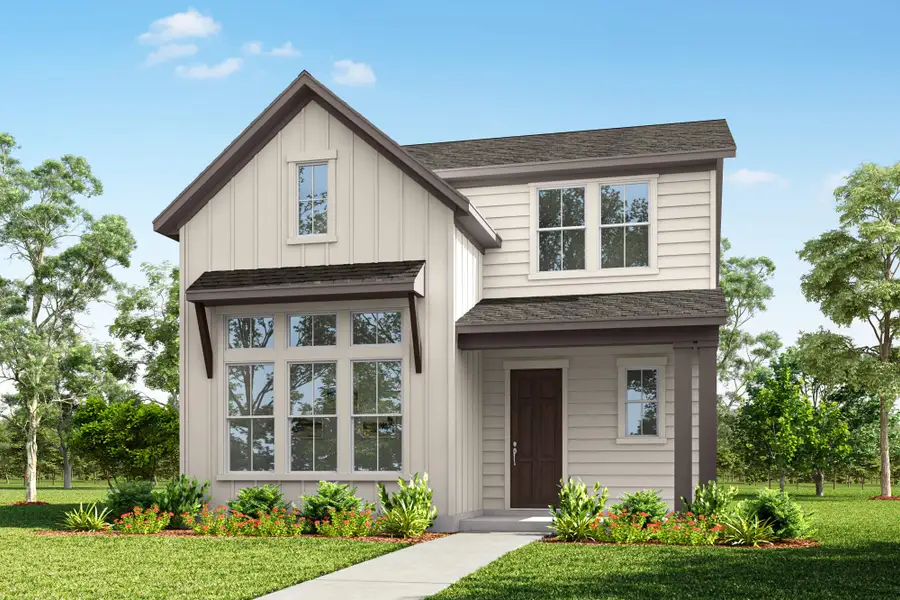 Representative exterior photo of a completed home built from the Independent by Tri Pointe Homes in Paley Park at Easton Park, Austin, TX (Image 1). Representative exterior photo of a completed home built from the Independent by Tri Pointe Homes in Paley Park at Easton Park, Austin, TX (Image 1).