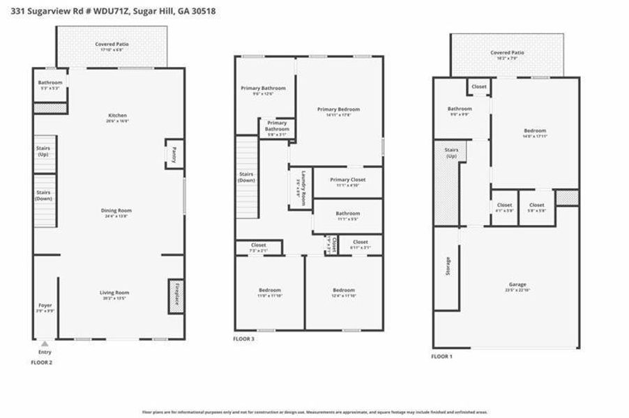 2D floor plan layout of this home in Skyview On Broad, Sugar Hill, GA (Image 4).