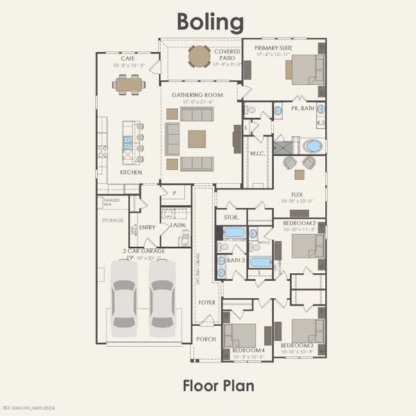 2D floor plan layout for the Boling by Pulte Homes in Wilson Creek Meadows, Celina, TX (Image 5).