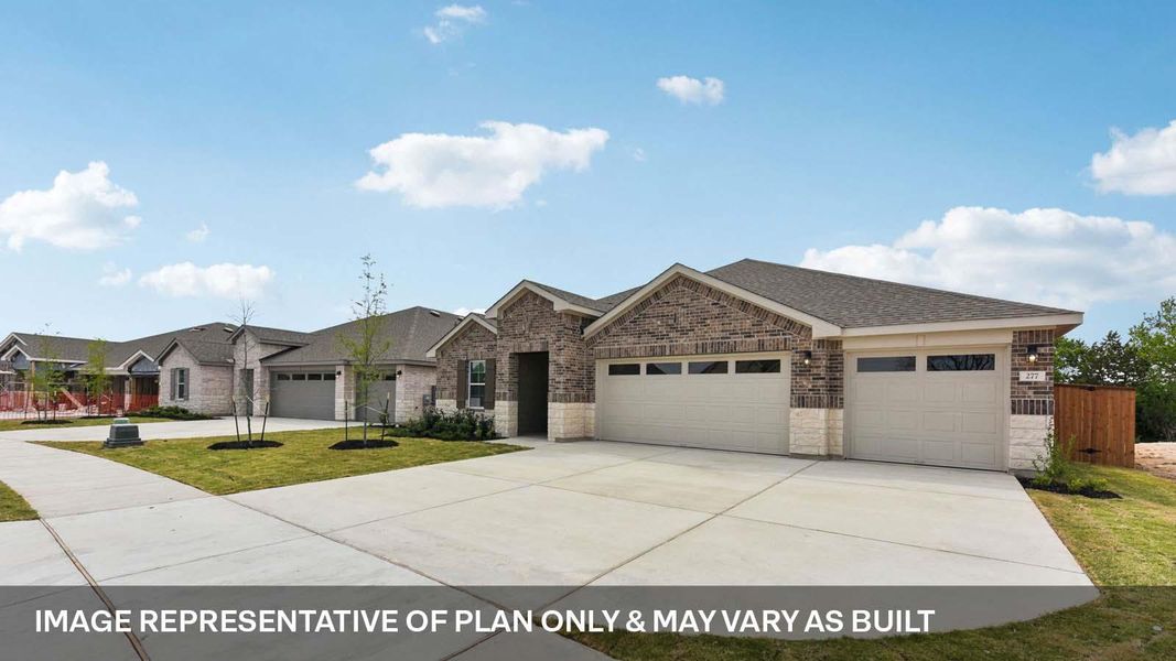 Front exterior of a new home in Riverview, Georgetown, TX, highlighting curb appeal (Image 24). Front exterior of a new home in Riverview, Georgetown, TX, highlighting curb appeal (Image 24).