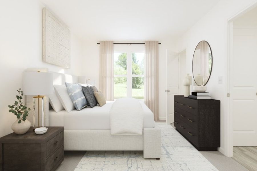 A white couch in a room.