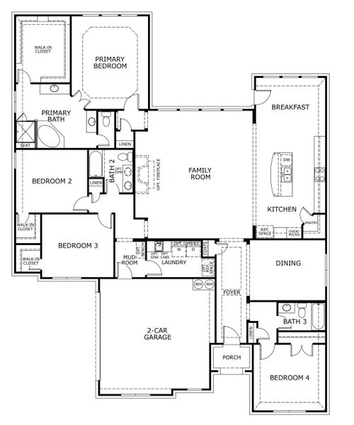 2D floor plan layout for the Concept 2796 by Landsea Homes in Massey Meadows, Midlothian, TX (Image 3).