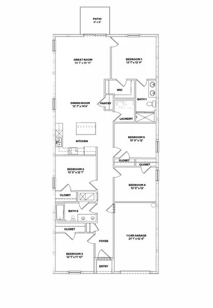 2D floor plan layout for the ALFORD by D.R. Horton in Rye Crossing, Parrish, FL (Image 3).