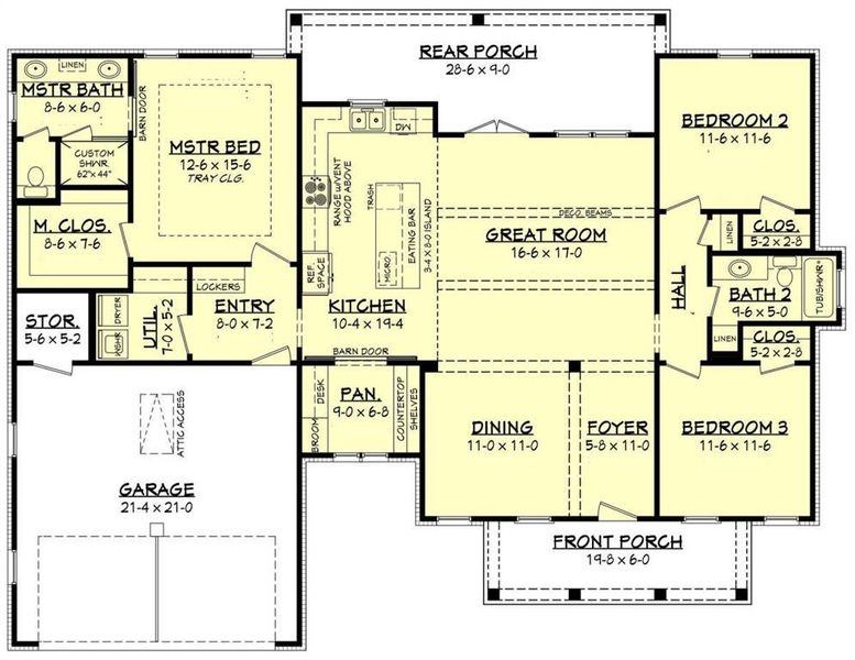 2D floor plan layout of this home in Parallel Pastures, Poolville, TX (Image 3).