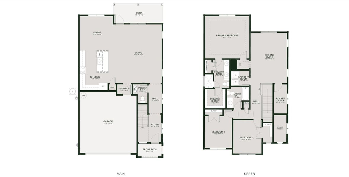2D floor plan layout for the The Yosemite by Greentech Homes LLC in The Thicket at Sedman Hills, Hixson, TN (Image 4).