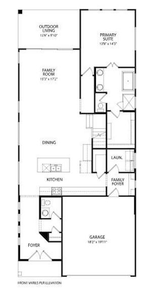 A well-designed single-level floor plan showcasing living spaces, a primary suite, and convenient garage access. A well-designed single-level floor plan showcasing living spaces, a primary suite, and convenient garage access.