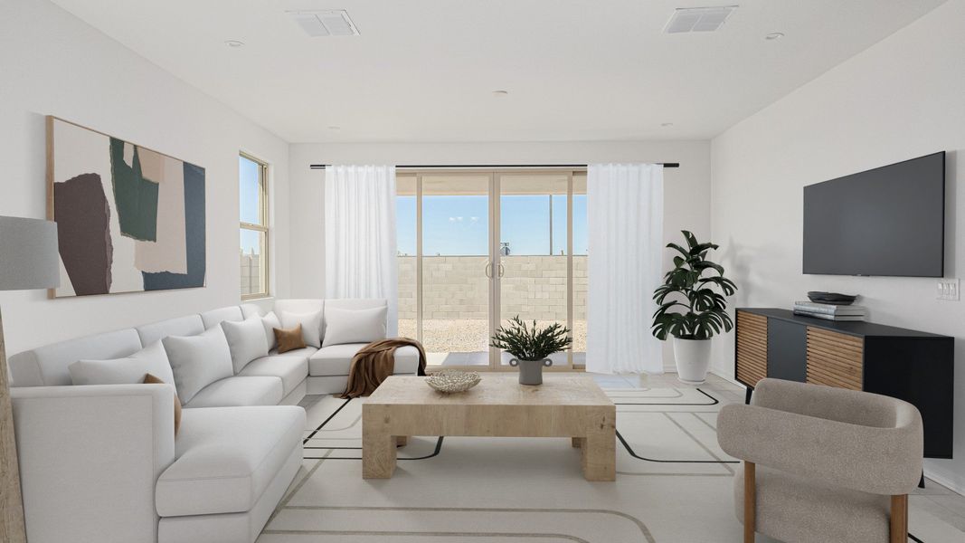 Furnished interior view inside a new home in Apache Farms, Buckeye (Image 5). Furnished interior view inside a new home in Apache Farms, Buckeye (Image 5).