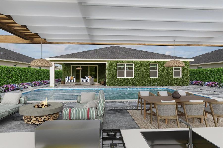 Virtual rendering of backyard