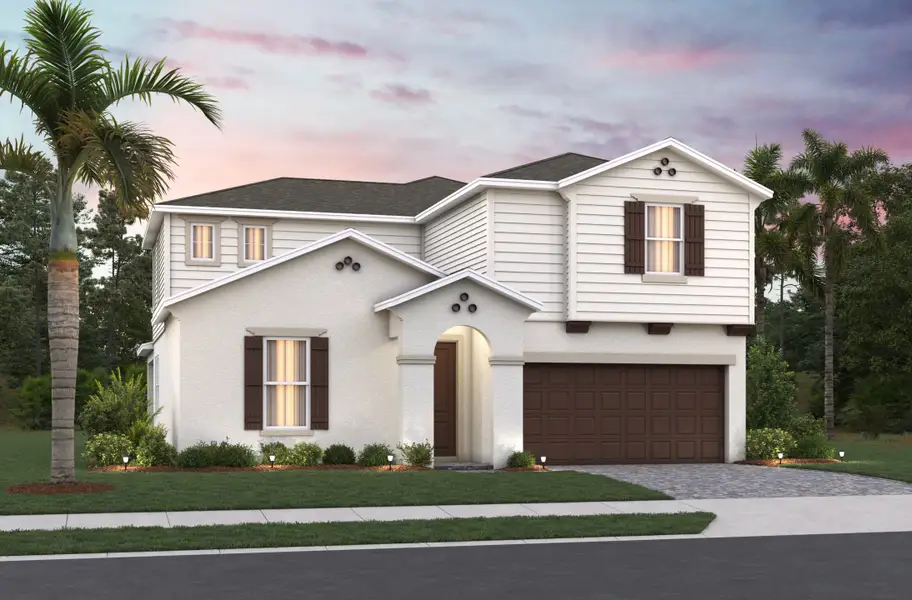 Representative exterior photo of a completed home built from the Canterbury I by Beazer Homes in Estates at Lake Jesup, Sanford, FL (Image 16). Representative exterior photo of a completed home built from the Canterbury I by Beazer Homes in Estates at Lake Jesup, Sanford, FL (Image 16).