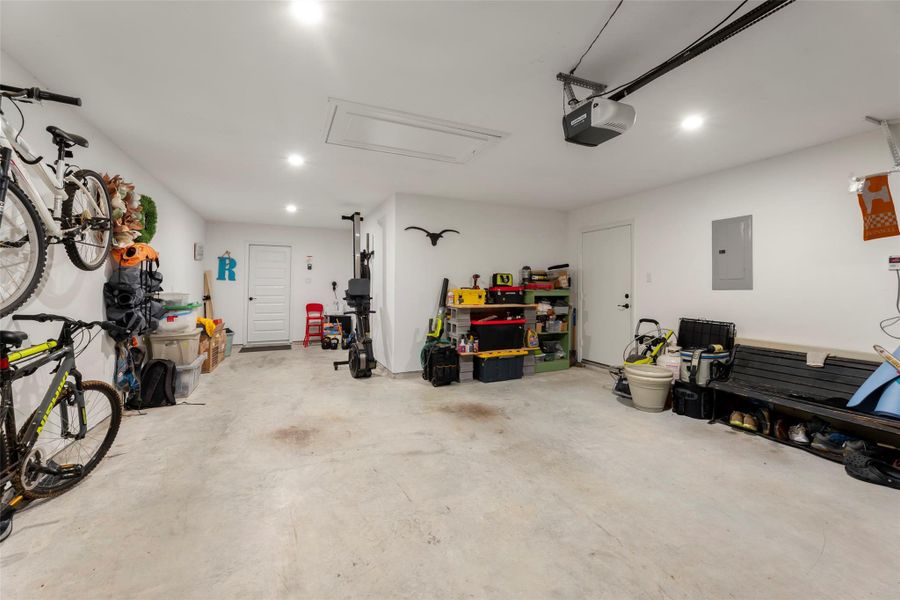 Spacious three car garage