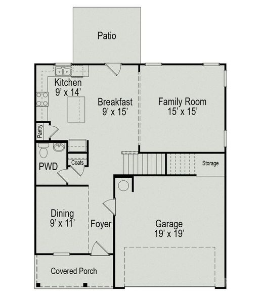 2D floor plan layout of this home in Rowe Crossing, Newton, NC (Image 3).
