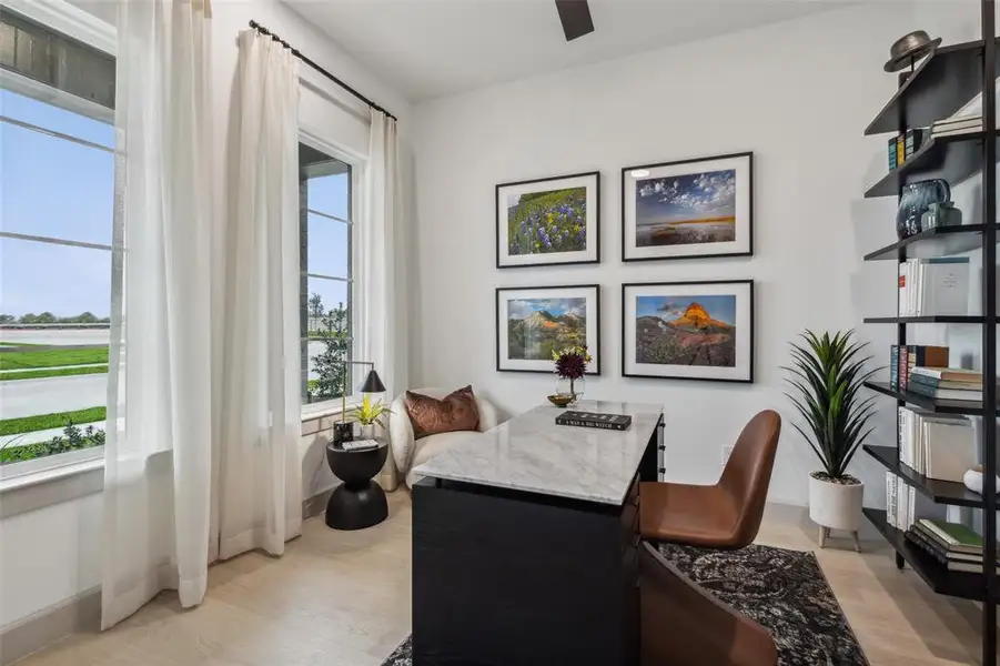 This light filled home office is the perfect place for the professional to work from home.