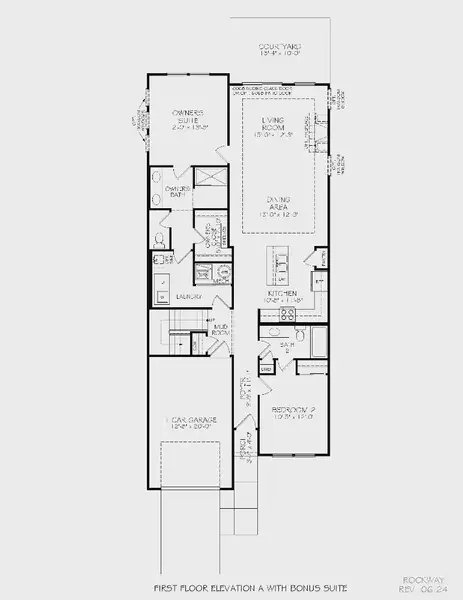 2D floor plan layout for the Rockaway by Epcon Communities in The Courtyards at Oak Grove, Durham, NC (Image 4).