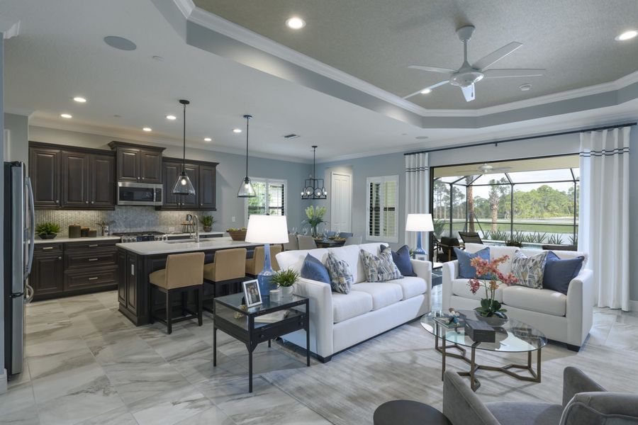 Furnished interior view inside a new home in Boca Royale Golf & Country Club at Wellen Park, Englewood (Image 10).