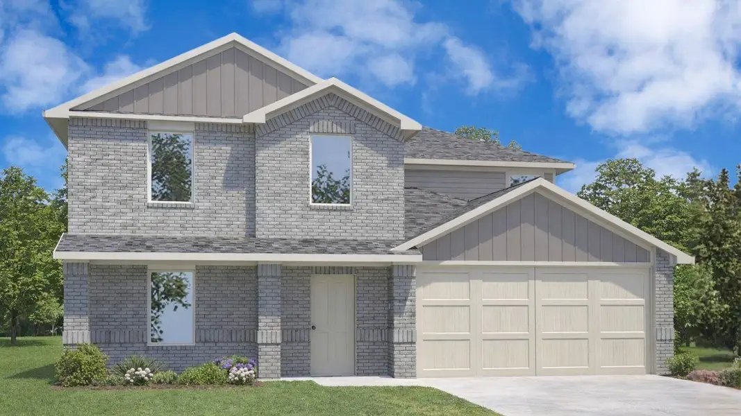 Front exterior of a new home in Sunterra, Katy, TX, highlighting curb appeal (Image 1). Front exterior of a new home in Sunterra, Katy, TX, highlighting curb appeal (Image 1).
