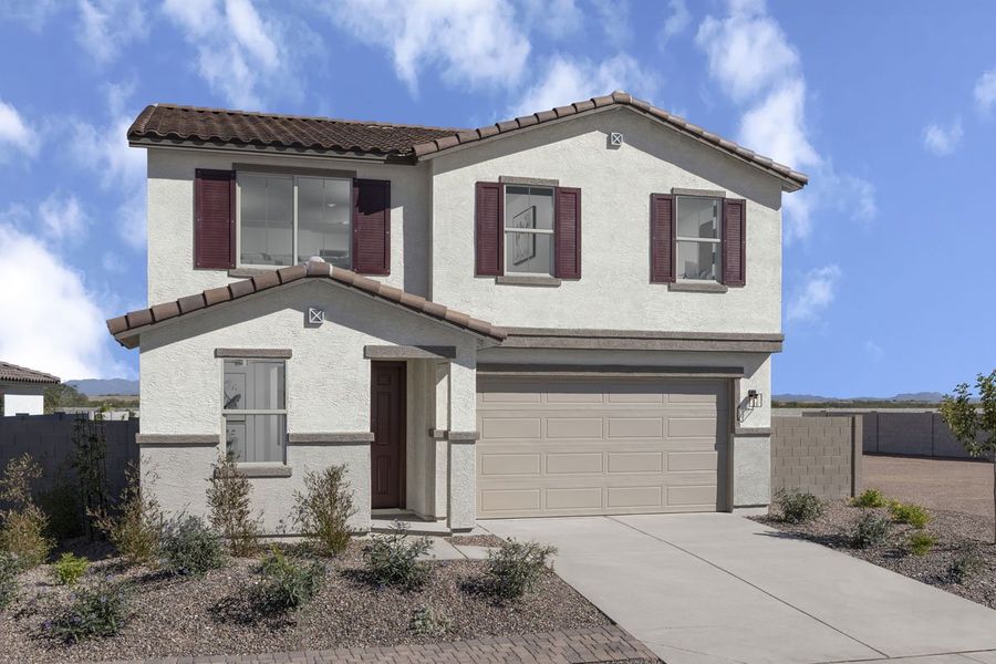 Representative exterior photo of a completed home built from the 2373 Modeled by KB Home in Skyline Village Enclaves, San Tan Valley, AZ (Image 14).