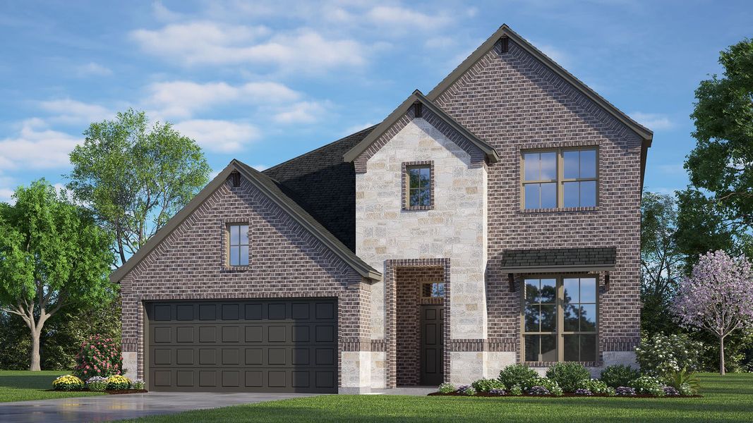 Elevation C with Stone | Concept 2492 at Hunters Ridge in Crowley, TX by Landsea Homes