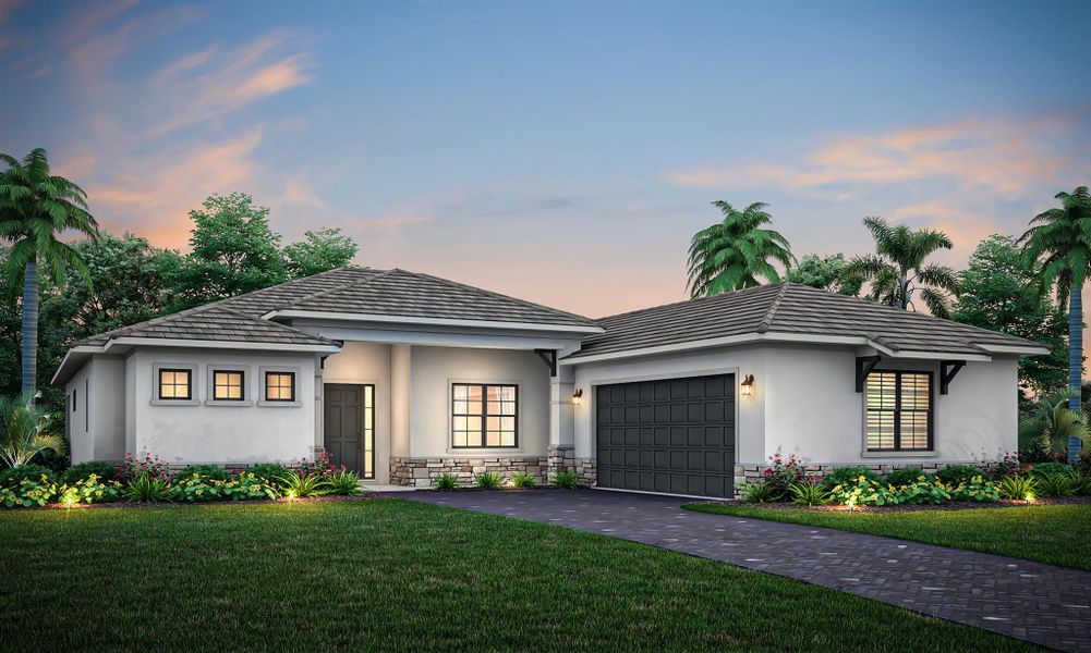 Front exterior of a new home in , Port St. Lucie, FL, highlighting curb appeal (Image 1).