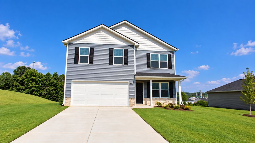 Front exterior of a new home in Owensby Farms, Dayton, TN, highlighting curb appeal (Image 16).