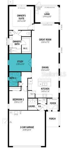 2D floor plan layout of this home in Brightmore at Wellen Park, Venice, FL (Image 2).