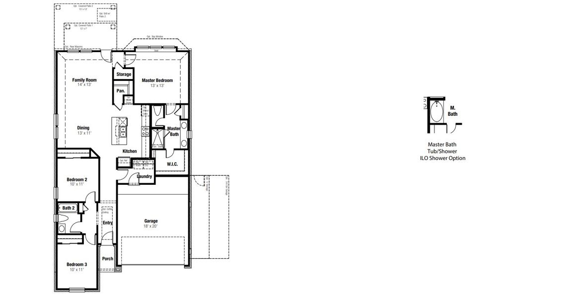 2D floor plan layout for the Kingsbury by Scott Felder Homes in East View Farms, Georgetown, TX (Image 3).