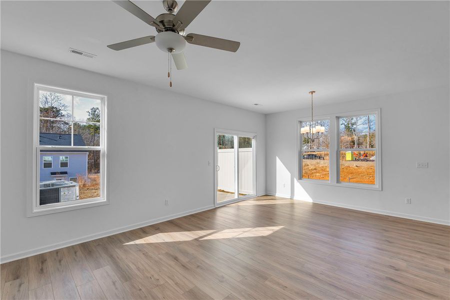 This airy space showcases natural light with durab